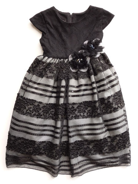 Isobella & Chloe Peyton Black Lace Tulle Baby Girls Dress