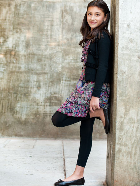 KC Parker by Hartstrings Black Floral Chiffon Girls Dress Size 4