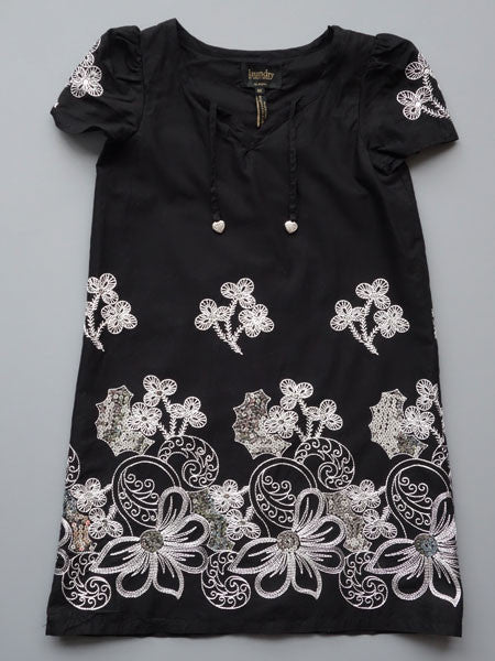 LAUNDRY by Shelli Segal Girls Black & Silver Rachel Dress Sizes 4-7
