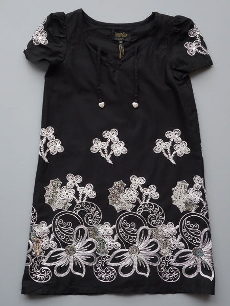 LAUNDRY by Shelli Segal Girls Black & Silver Cotton Dress Sizes 4-7