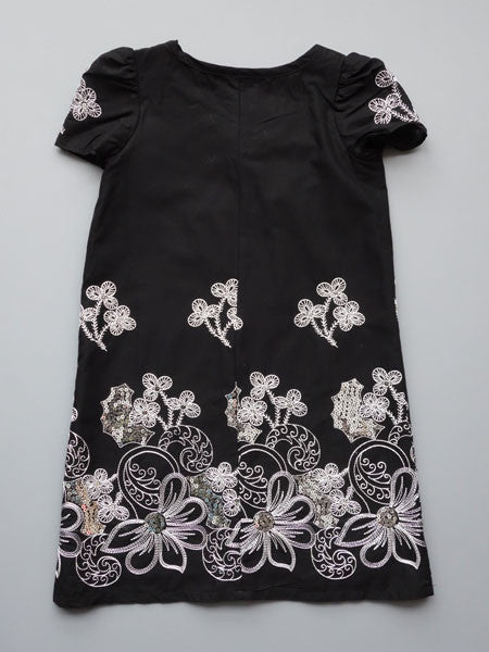 LAUNDRY by Shelli Segal Girls Black & Silver Cotton Dress Sizes 4-7