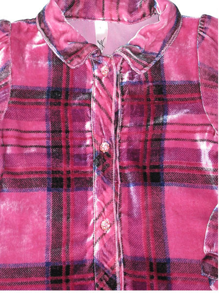 Love U Lots Girls Plaid Velvet Velour Tunic Size 6X