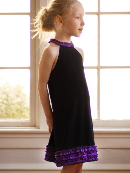 Llum Bertoia Dress Black & Purple Halter Sizes 2T-6 llbd shop Exclusive