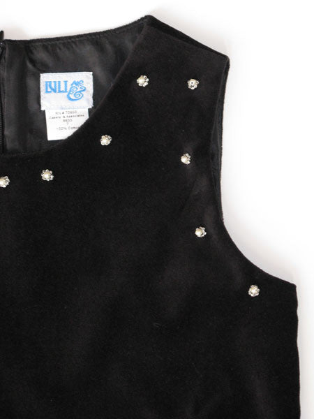 Luli & Me Pearl Trimmed Girls Black Velvet Dress Sizes 7 & 8