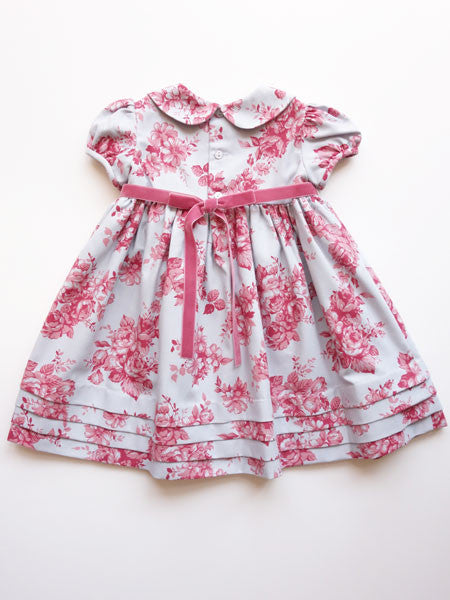 Luli & Me Rose Print Dress With Ribbon 24M