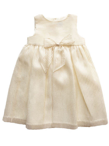 Luli & Me Stripe Cream & Gold Organza Dress With Bow Toddler Girls llbd shop Luli & Me Stripe Cream & Gold Organza Dress With Bow Toddler Girls llbd shop