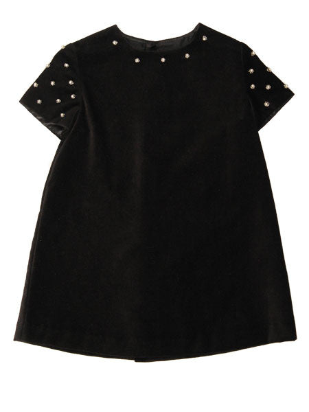 Luli & Me Pearl Trimmed Black Velvet Infant & Toddler Girls Dress llbd shop Luli & Me Pearl Trimmed Black Velvet Infant & Toddler Girls Dress llbd shop