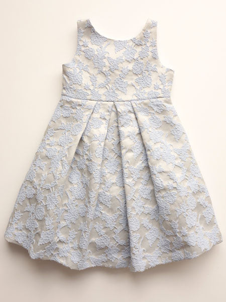 Luli & Me Blue Print Jacquard With Bow Dress Sizes 2T-6X