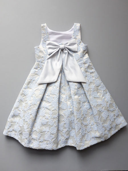 Luli & Me Blue Print Jacquard With Bow Dress Sizes 2T-6X