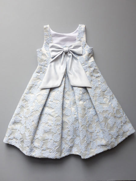 Luli & Me Blue Jacquard Dress with Back Bow Sizes 2T-6X