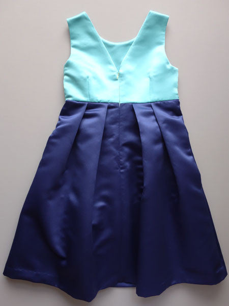 Luli & Me Blue Satin Girls Party Dress Sizes 4-7