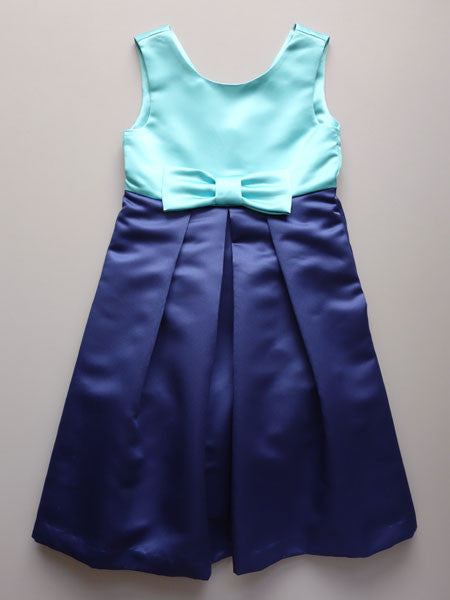 Luli & Me Blue Satin Girls Party Dress Sizes 4-7
