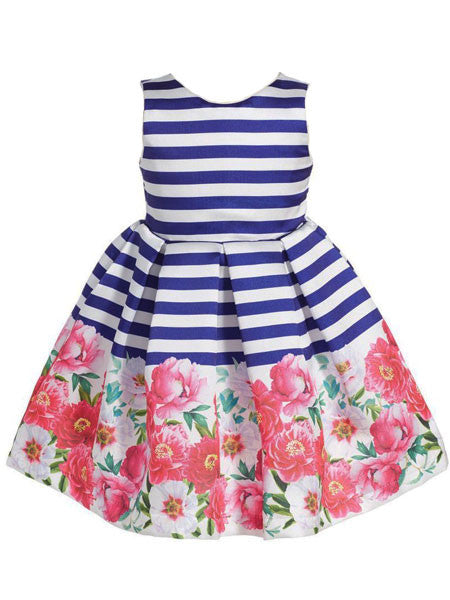 Luli & Me Peony Stripe Back Bow Dress 6X