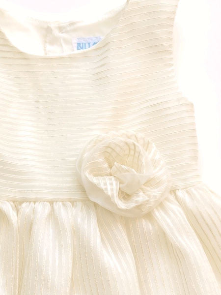 Luli & Me Stripe Cream Organza Dress Toddler & Little Girls