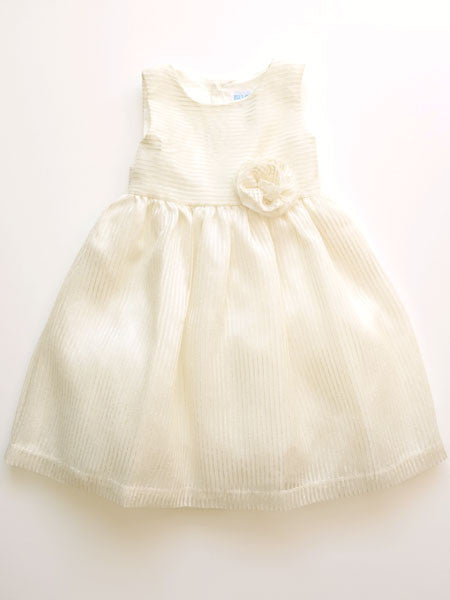 Luli & Me Stripe Cream Organza Dress Toddler & Little Girls