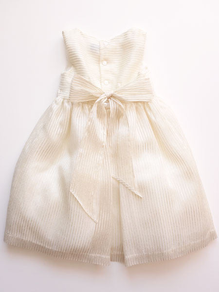 Luli & Me Stripe Cream Organza Dress Toddler & Little Girls