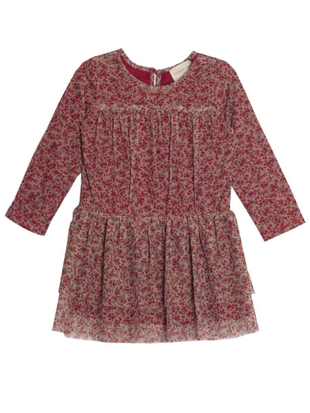 Mabel +Honey Crackling Cranberry Knit & Tulle Dress 2T-6