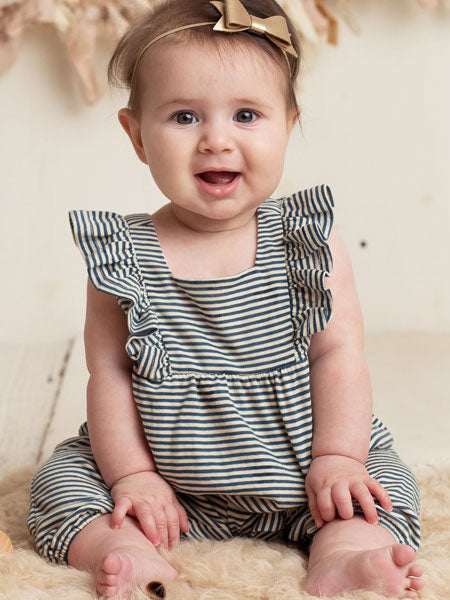 Mabel + Honey Stripe Knit Baby Girls Romper