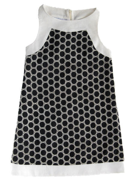 Maria Casero Girls Black and Ivory Circles Dress Size 8