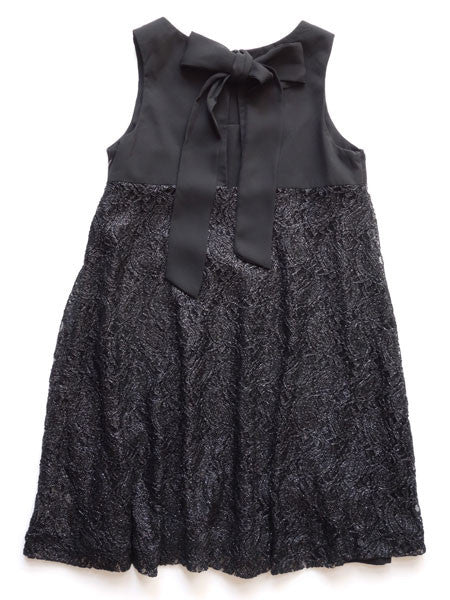 Maria Casero Foil Lace Girls Black Dress Size 7