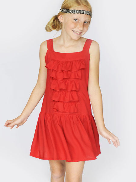 Maria Casero Red Ruffle Dress Size 7
