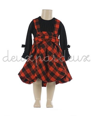 Deux Par Deux Black & Red Jumper Dress Set 24M