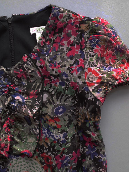 KC Parker by Hartstrings Black Floral Chiffon Girls Dress Size 4