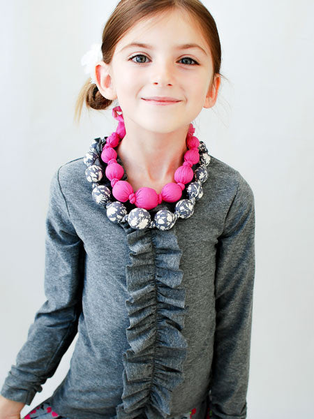 Sophie Catalou Gray Melange Ruffle Top Girls 4, 5, 6