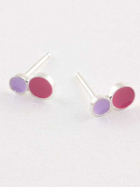 DA Metals 2 Tiny Enamel Dot Post Earrings Sterling