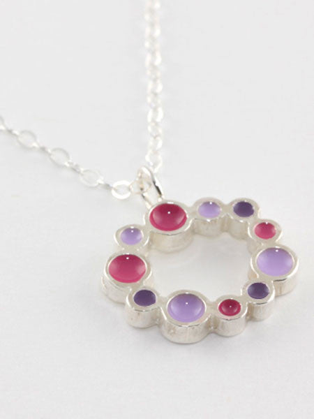 DA Metals Multicolor Enamel & Sterling Dot Pendant & Silver Chain