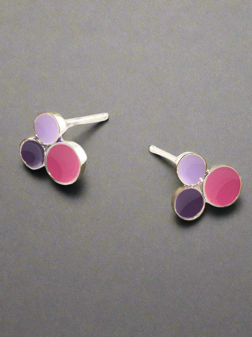DA Metals 3 Tiny Dot Enamel and Silver Post Earrings