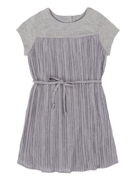 Deux Par Deux Oscars Night Grey Pleated Dress Girls 7-12