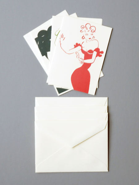 Retro Fashion Graphic Blank Notecards Set of 4