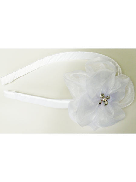 Pea Soup White Headband with Organza Bow