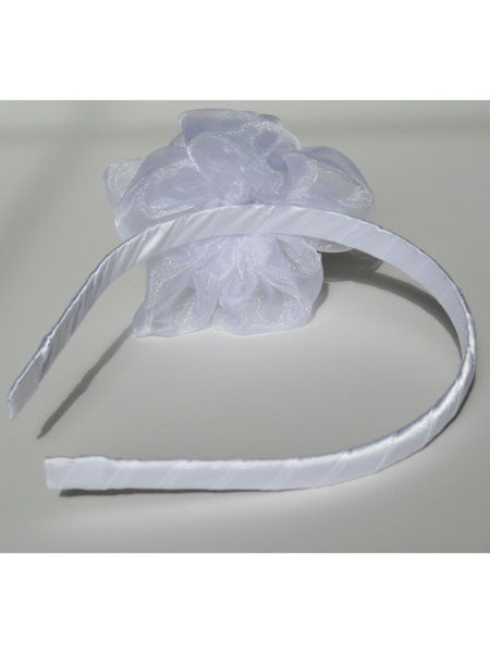 Pea Soup White Headband with Organza Bow