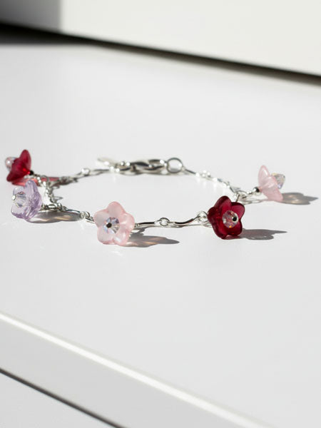 Baka Designs Cranberry & Pink Czech Glass Sterling Bracelet