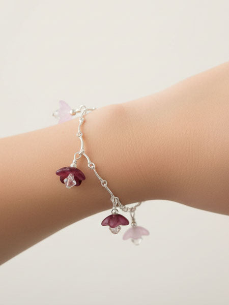 Baka Designs Cranberry & Pink Czech Glass Sterling Bracelet