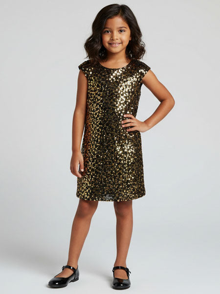 BLUSH by Us Angels Black & Gold Sequin Girls Party Dress Sizes 7, 8