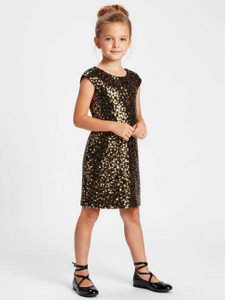 BLUSH by Us Angels Black & Gold Sequin Girls Party Dress Sizes 7, 8