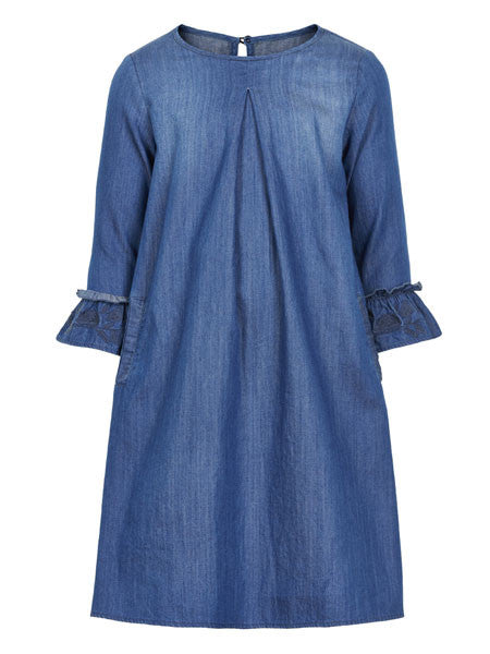 Creamie Frills Blue Denim Dress Sizes 4-10