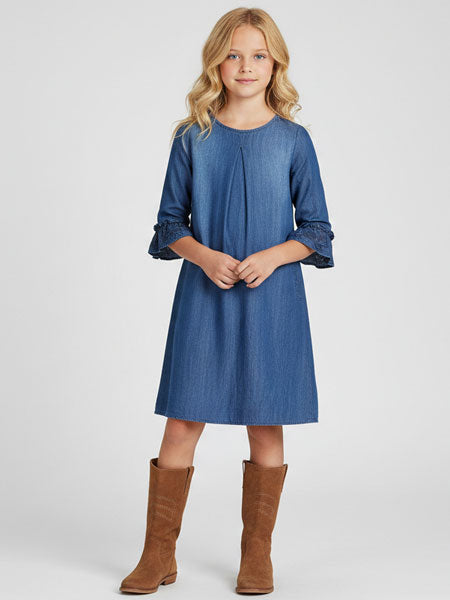 Creamie Frills Blue Denim Dress Sizes 4-10