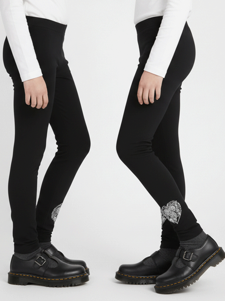 Desigual Perdiguero Black Leggings with Hearts Size 4