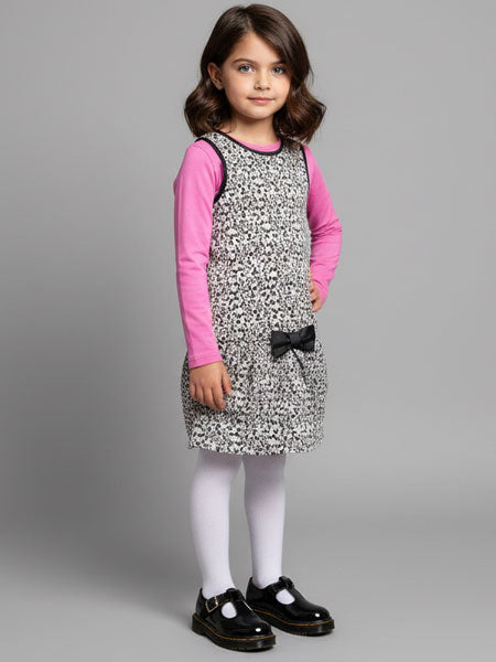 Deux Par Deux Girls Leopard Jumper Dress & Pink T Set Sizes 8-12