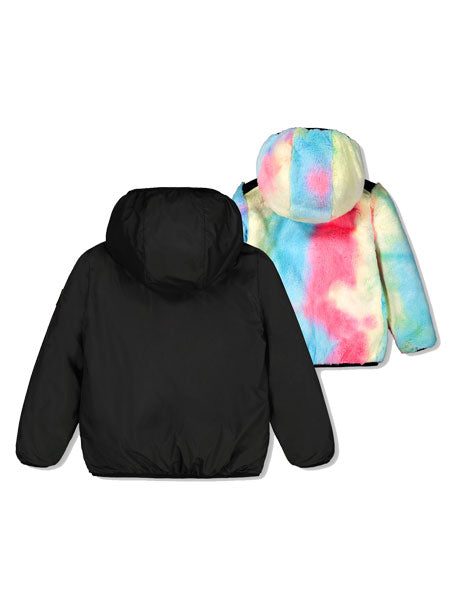 Deux Par Deux Transition Reversible Plush and Nylon Jacket Black Girls 4-10