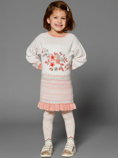 Deux par Deux Sweater Jacquard Dress Off White Sizes 3-8