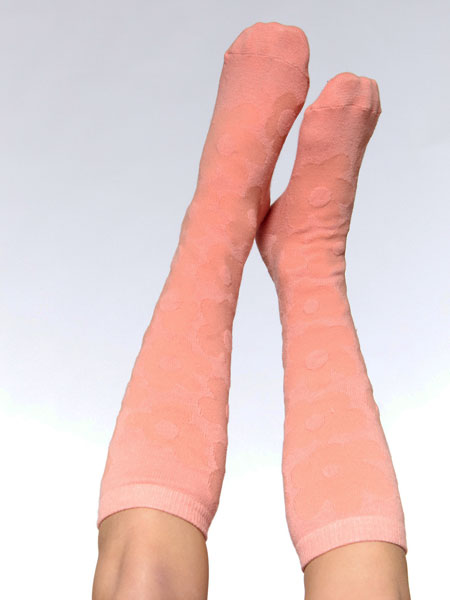 Deux Par Deux Jacquard Socks Misty Pink