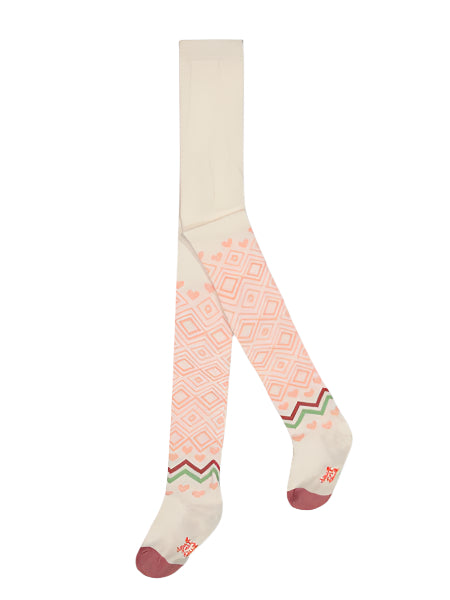 Deux par Deux Jacquard Tights Off White