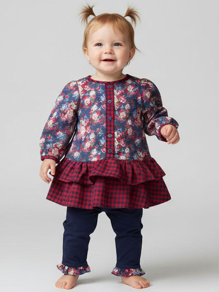 Fore N Birdie Baby Girls Floral Print Dress & Leggings Set