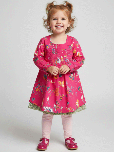 Little Handprint Dorset Pink Cotton Dress Toddler Girls