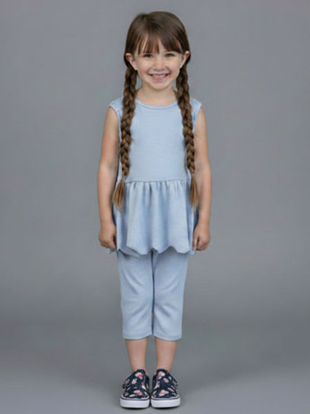 Mabel + Honey Blue Scallop 2 PC Set Little Girls